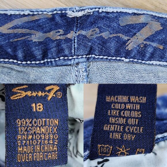 💇‍♀️Seven7 Blue Medium Wash Adjustable Leg Cropped Jeans Size 18 - Picture 12 of 12